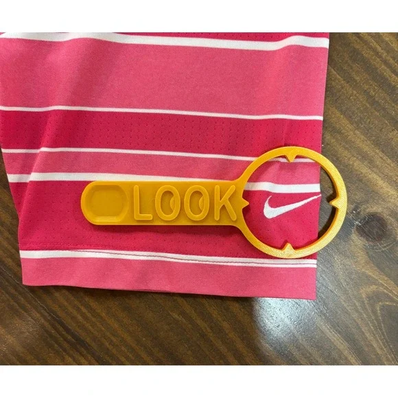 NIKE GOLF Mens Medium Pink Striped Dri Fit Polo Shirt Tour Performance - Picture 5 of 7